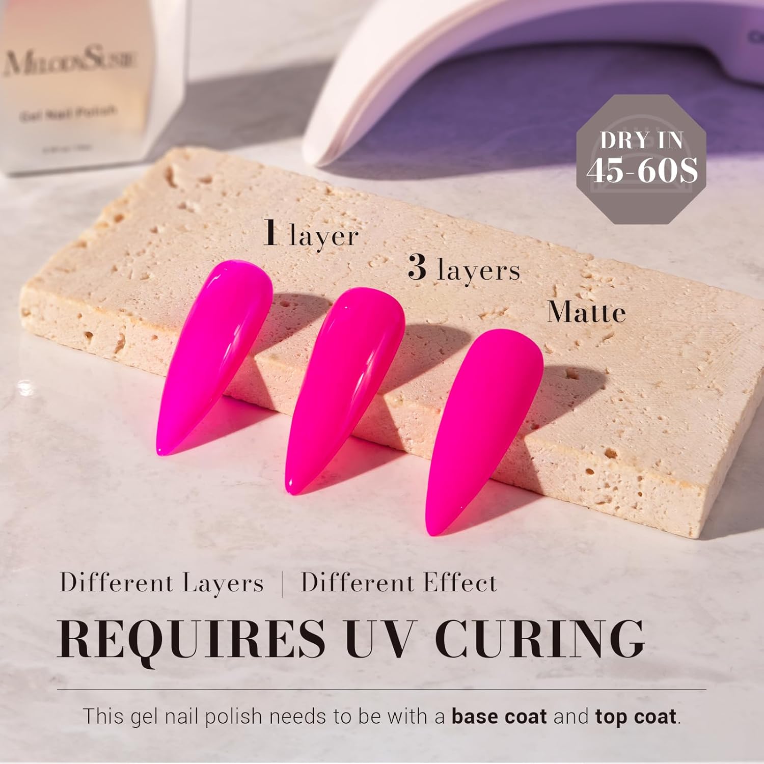 Melodysusie 54W UV Nail Lamp with MelodySusie 15ml Neon Pink Gel Polish