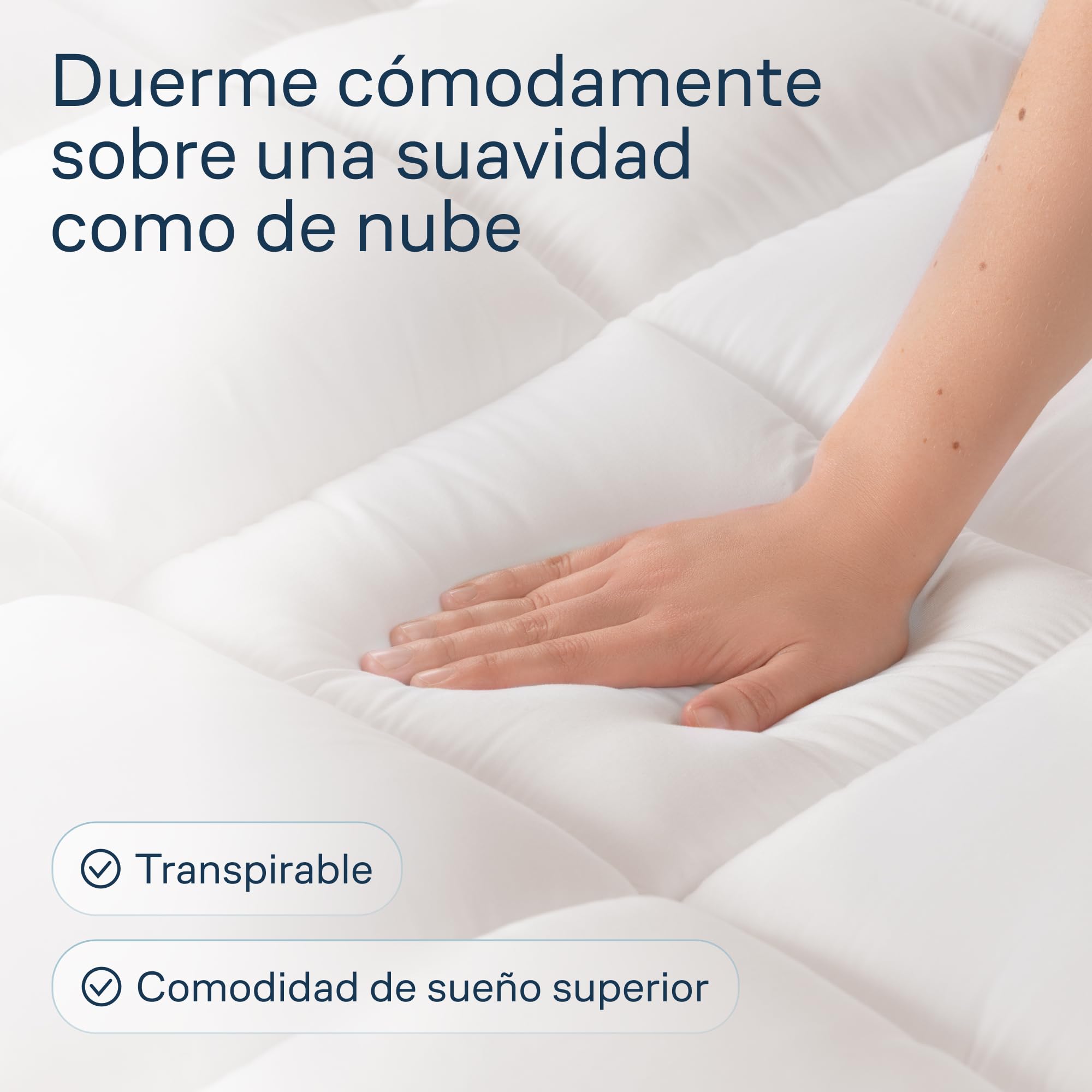 Niagara Sobrecolchón de algodón | Topper para colchón 160 x 200 cm | Grosor 2.5 cm | Refrescante, Transpirable para aliviar el Dolor de Espalda, Bolsillos Profundos para colchones de 20-50 cm