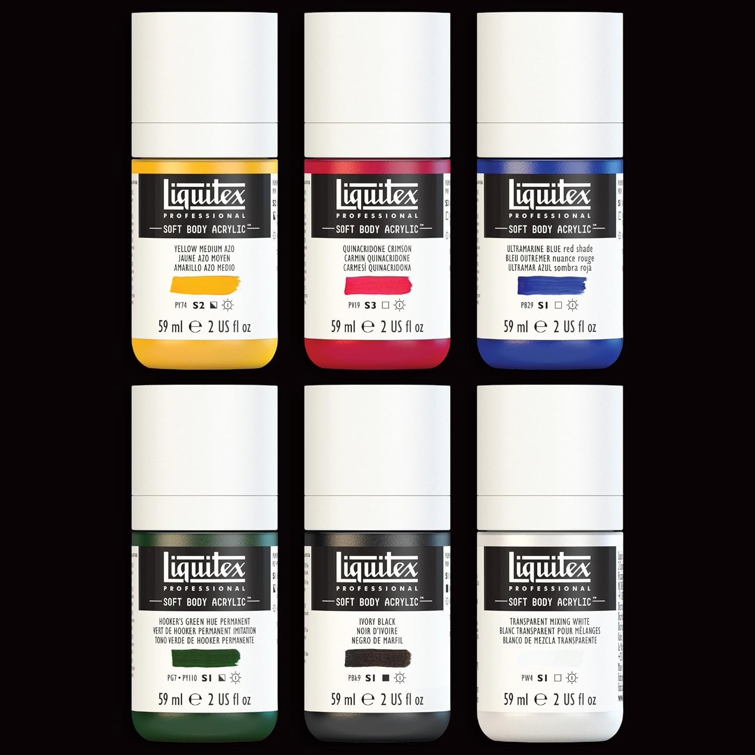 Liquitex Professional Soft Body Acrylic Paint, 6 x 59ml (2-oz), Mixing Set