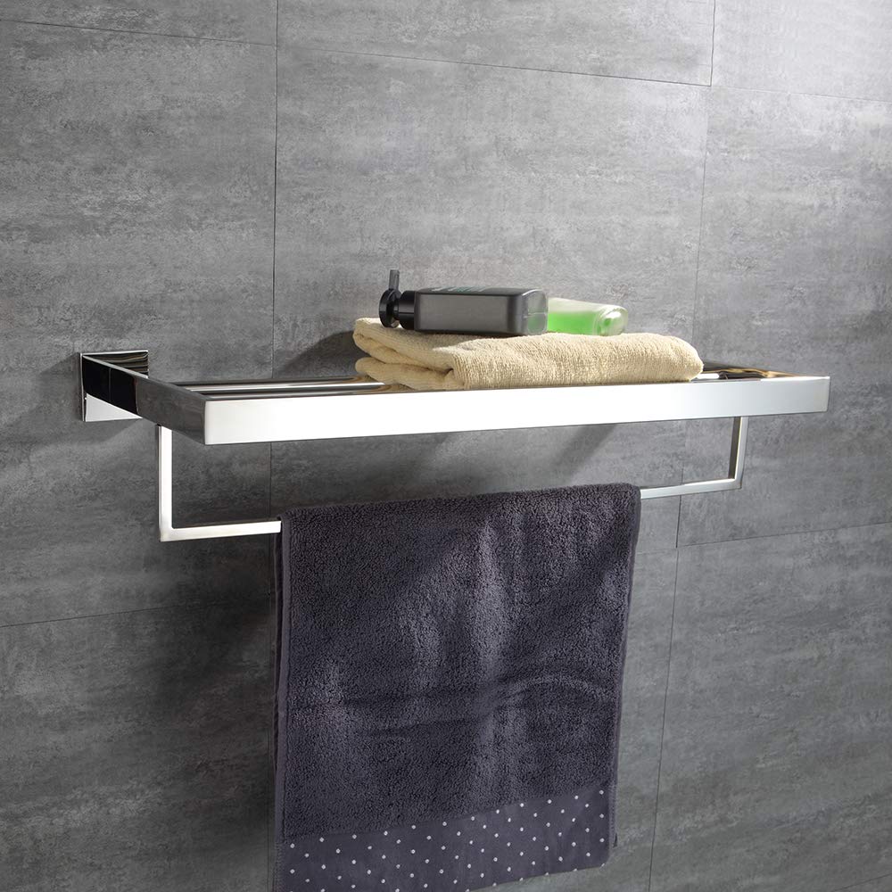 TURS Chrom 50 cm Handtuchhalter Wandmontage Handtuchstange mit Ablage