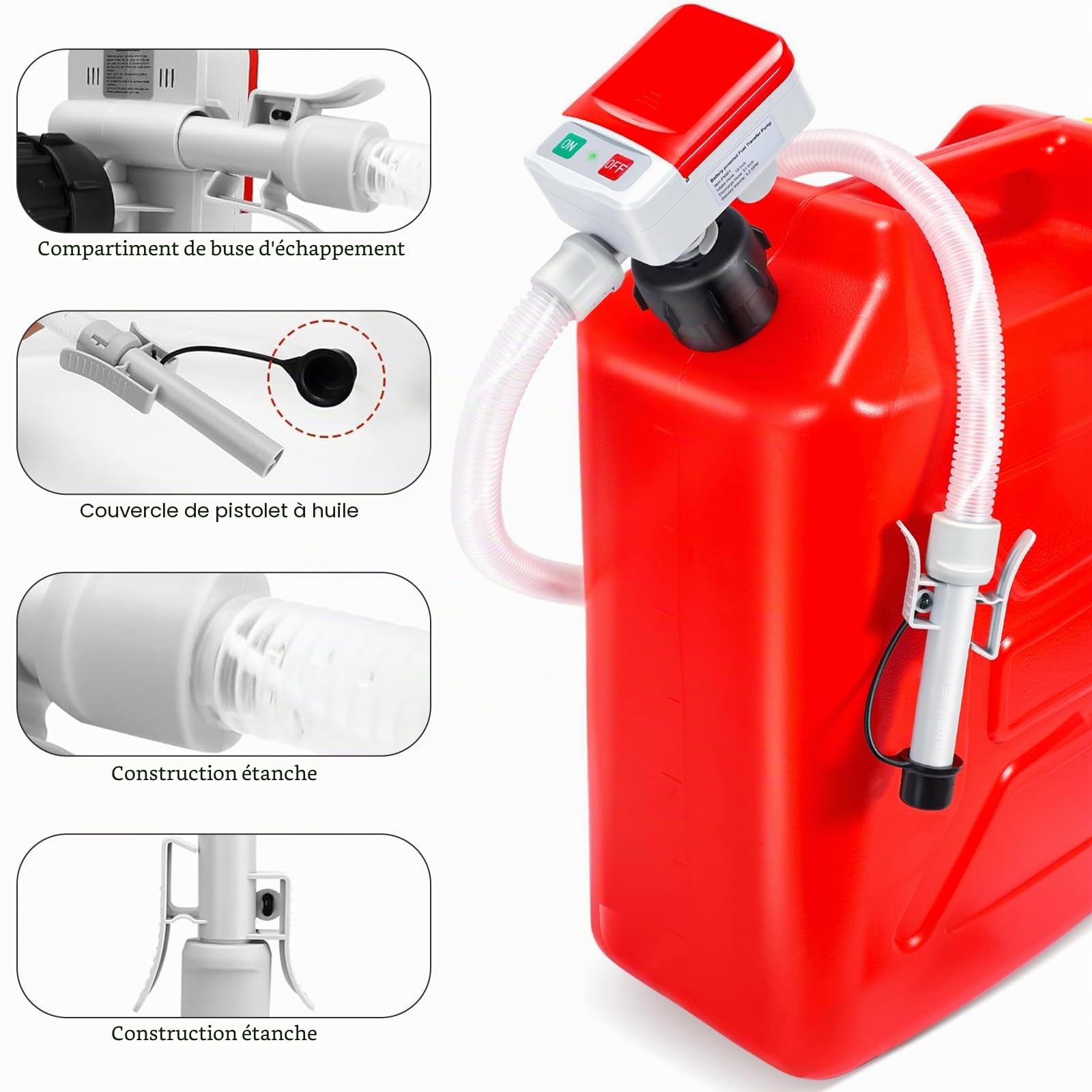 Pompe électrique Carburant Avec Stop Automatique: Pompe Carburant électrique Avec Adaptateur 4 Tailles, Pompe Essence Electrique Pour Diesel, Kérosène, Huiles Légères, Eau