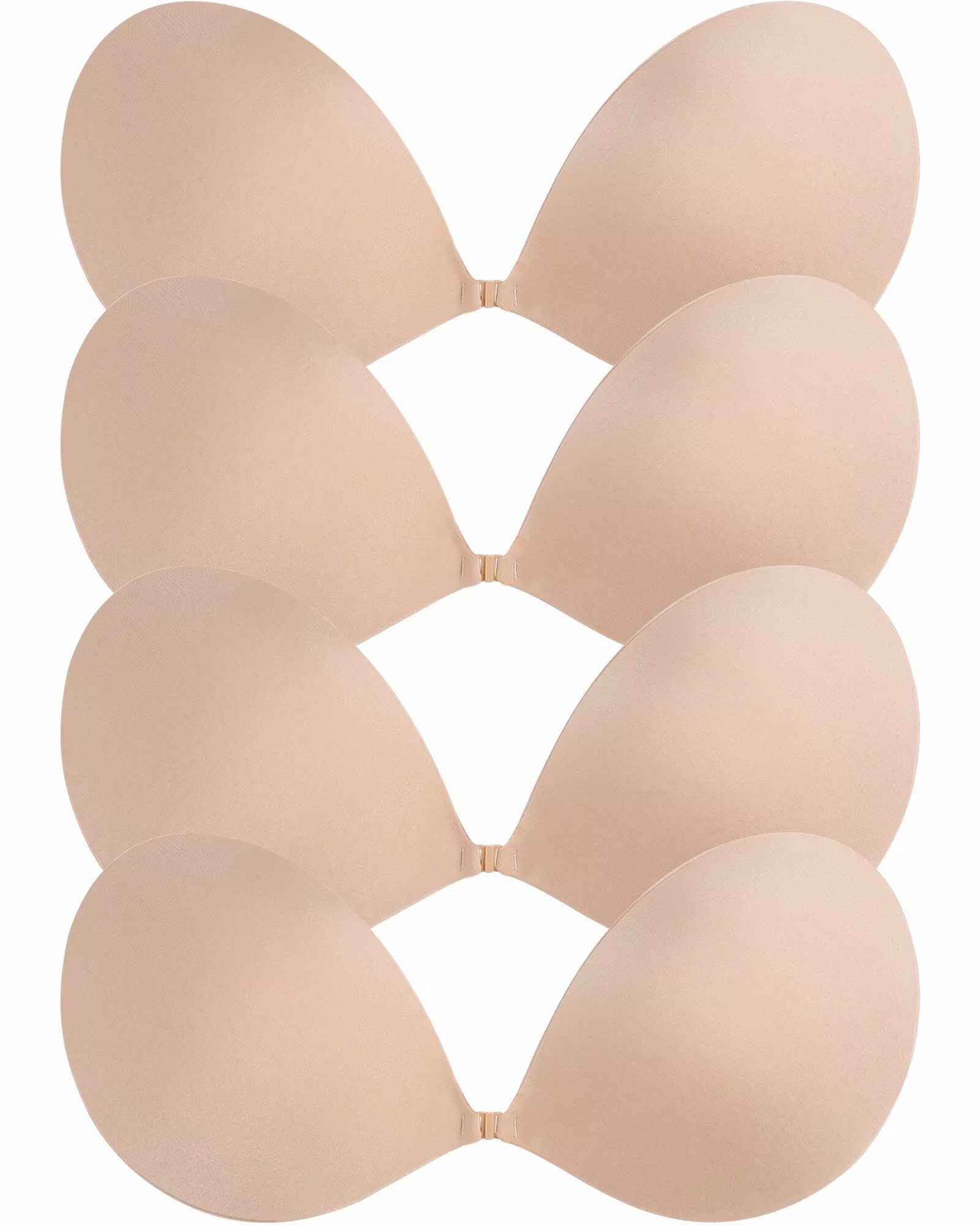 Sticky Bras Push Up - 4 Pairs Adhesive Invisible Silicone Bra Backless Strapless Bra for Women with Nipple Covers