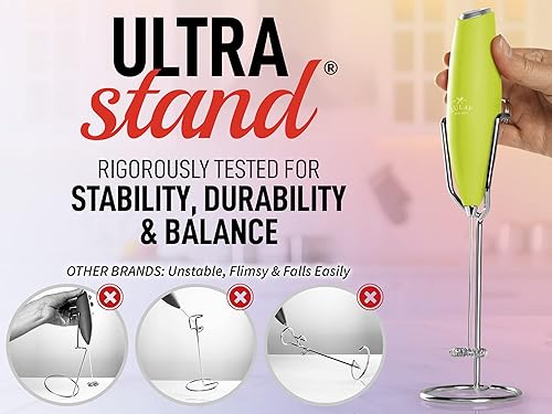 Miniatura 3 de Zulay - Espumador de leche de mano con soporte de funda mejorado, espumador de café eléctrico de mano, potente espumador para café con batidor