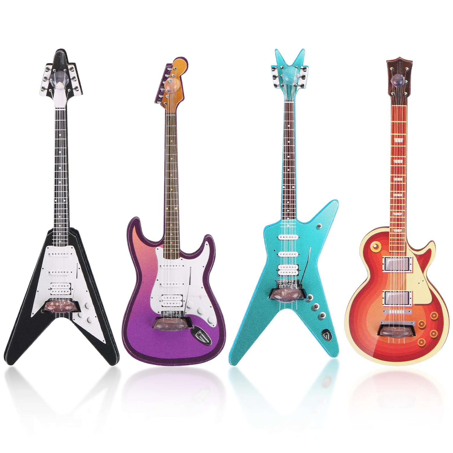UHOMENY 4pcs Mini Guitar Set Wooden Miniature Musical Instrument Ornament Small Guitar Statue for Doll House Model Home Mini Music Room Landscape Decorations