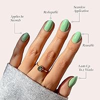 Vista 133 de Glamnetic Uñas a presión – Red Affair Uñas cortas de punta francesa con purpurina roja almendra con un acabado brillante 15 tamaños – Kit de 30