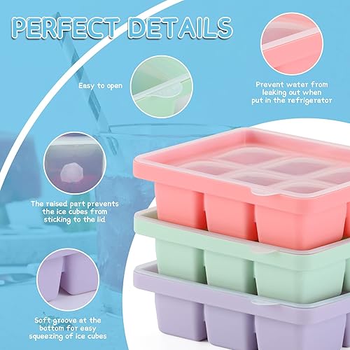 Miniatura 4 de STARBRILLIANT Bandeja para cubitos de hielo, moldes grandes de silicona de fácil liberación con tapas extraíbles, perfecta para bebidas frías,