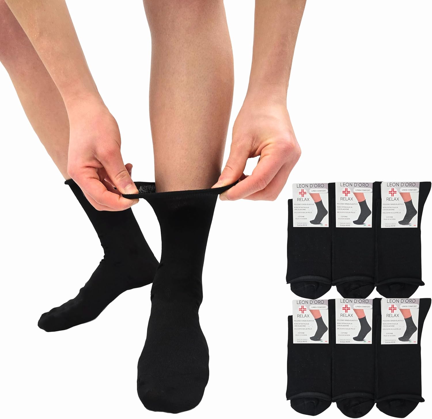 Calzini Donna Leon D'Oro Cotone Made In Italy - 3 Paia Senza Elastico, Comodi E Leggeri - Foto 6