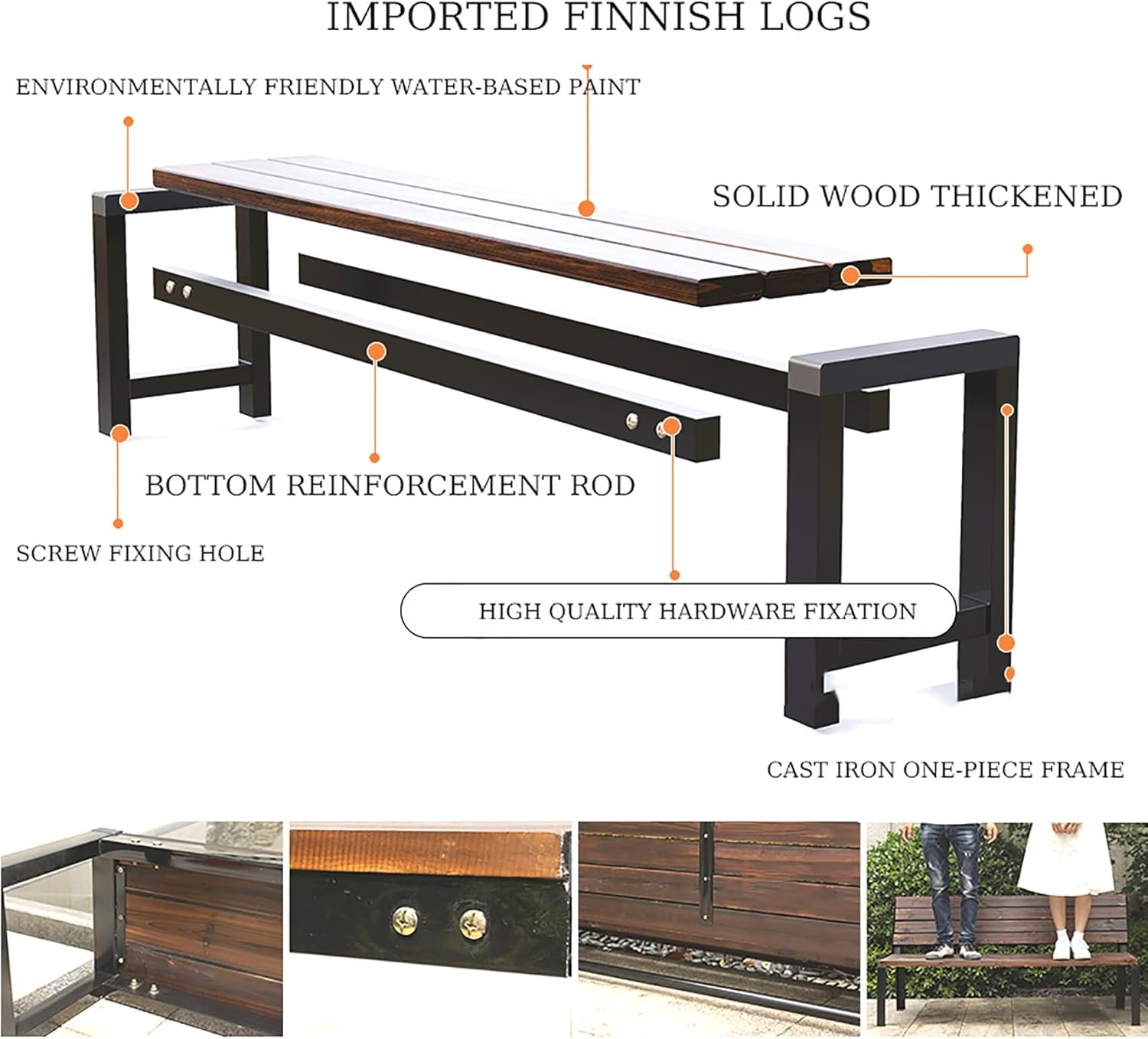 Outdoor Bench, Garden Bench, Patio Bench, Metal Benches Outdoor Benches, Outdoor Benches Weatherproof, Garden Benches for Outdoors Can Be Fixed to The Ground Suitable for Outdoor Patios (Color