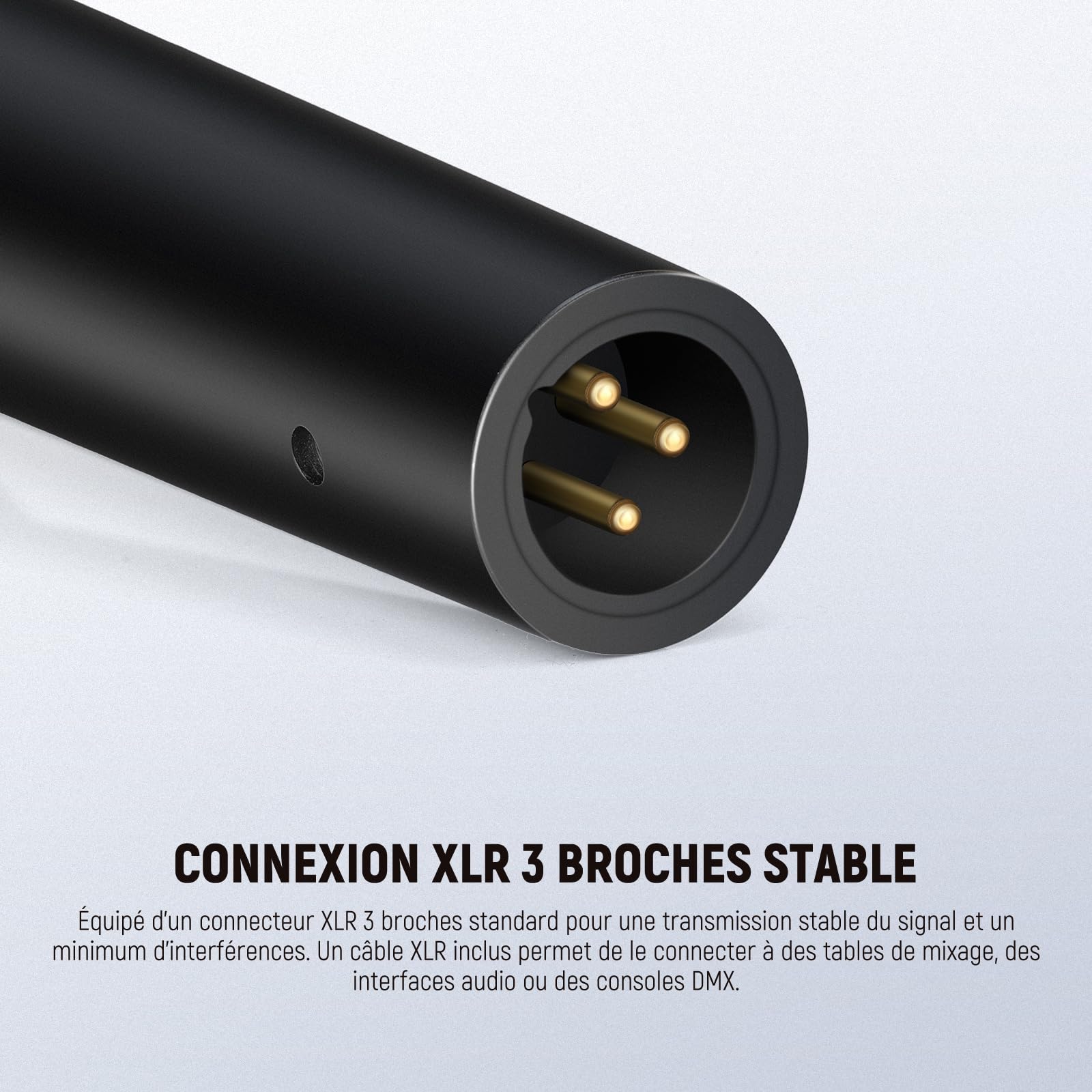NEEWER Microphone Dynamique Cardioïde avec Câble Mâle XLR à Femelle XLR, Construction Métallique Rigide pour Pickup Professionnel d'Instruments de Musique, Voix, Radiodiffusion, Discours, Noir(NW-040)