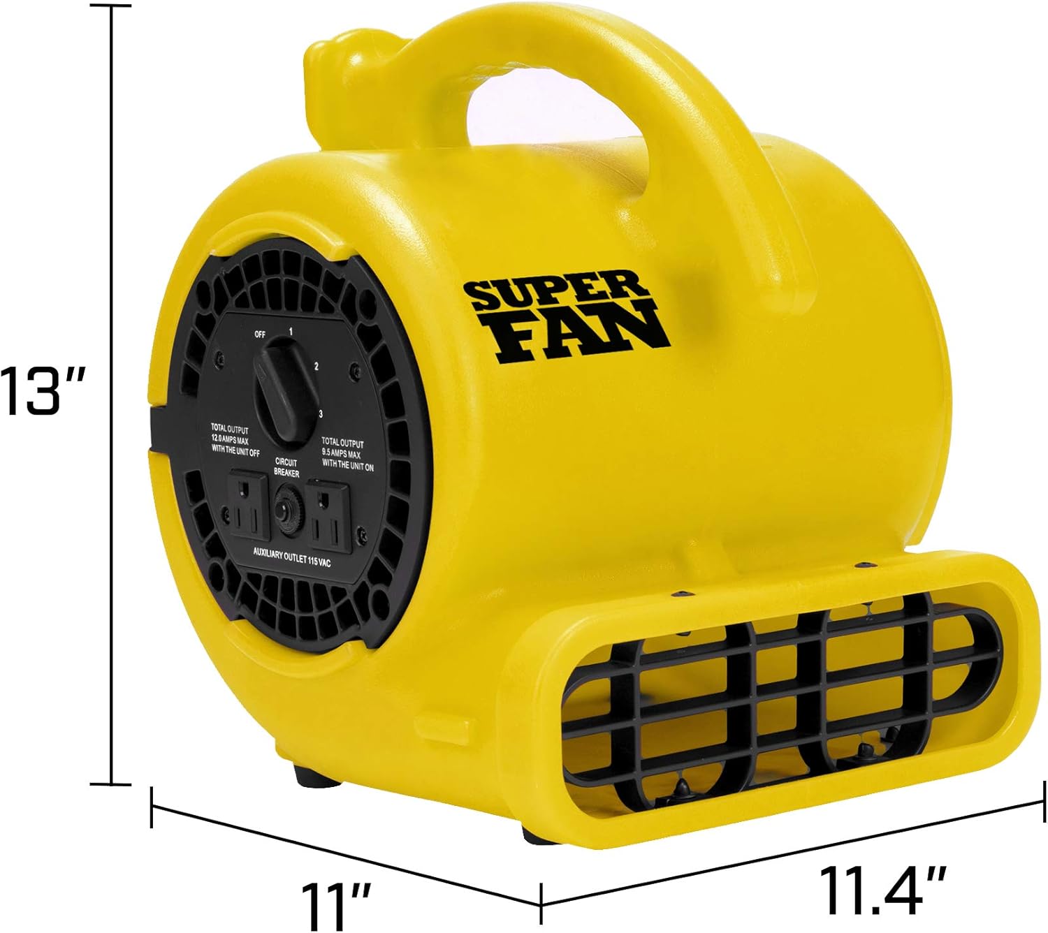 Super Fan Home Personal Portable High Velocity Air Mover Floor Fan, Yellow