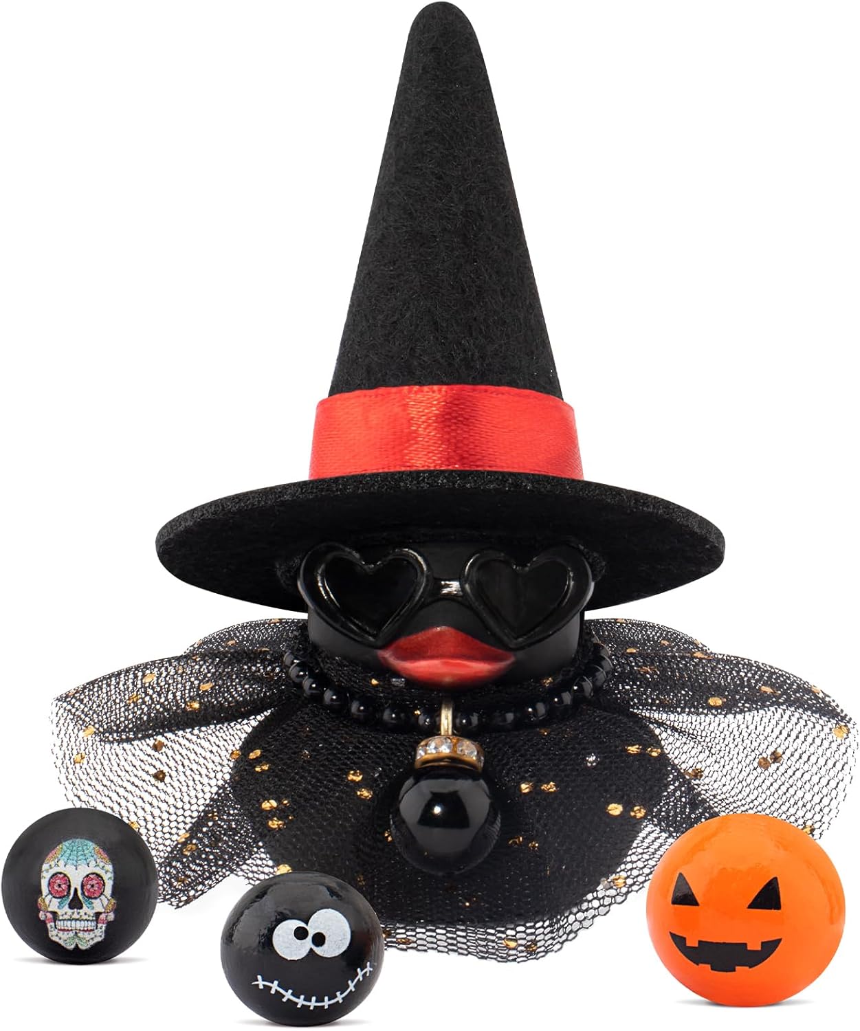 wonuu Halloween Rubber Duck Witch Duck Car Decorations Halloween Accessories Witch Hat Sunglasses,Purple