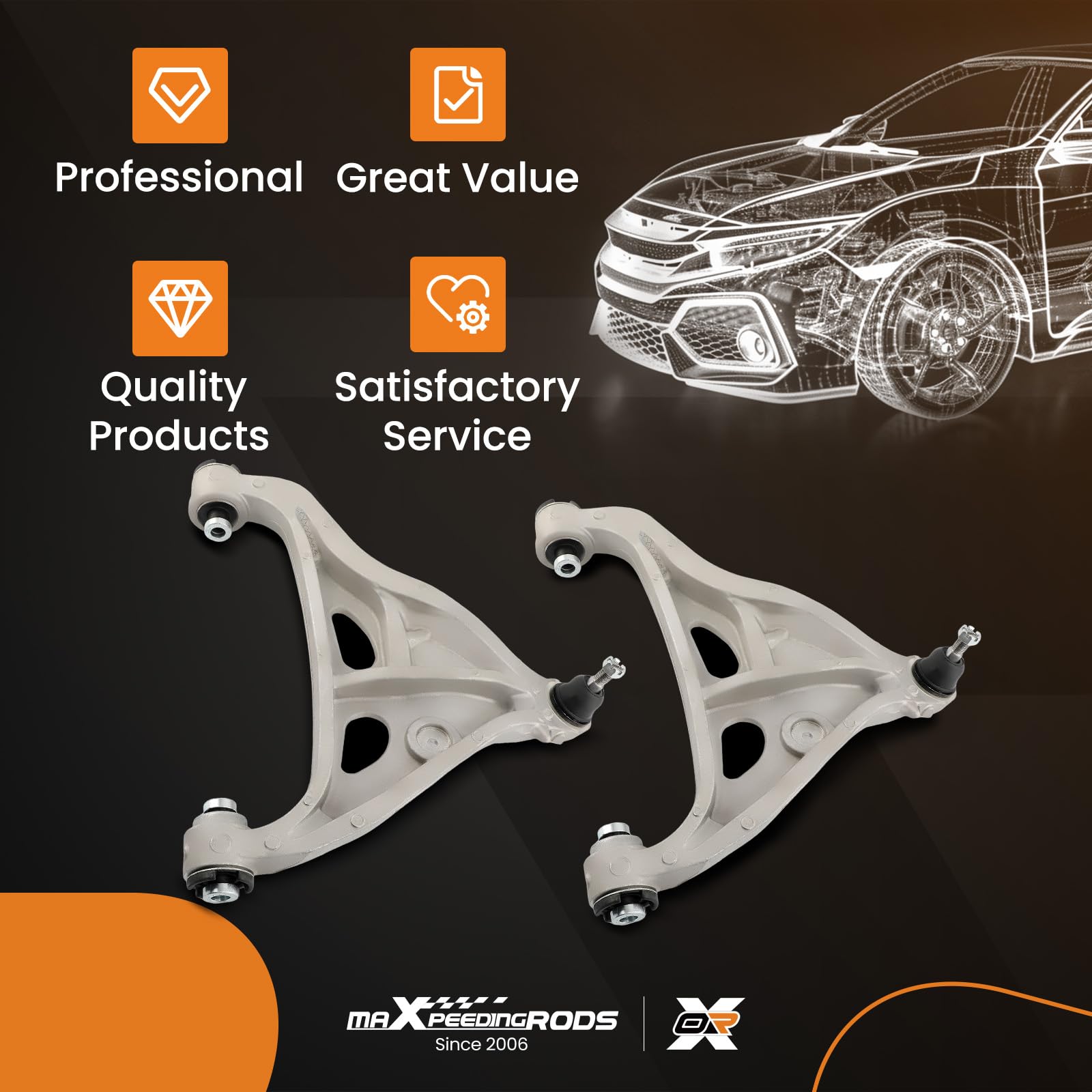 Amazon.com: maXpeedingrods 2Pc Front Lower Control Arm w