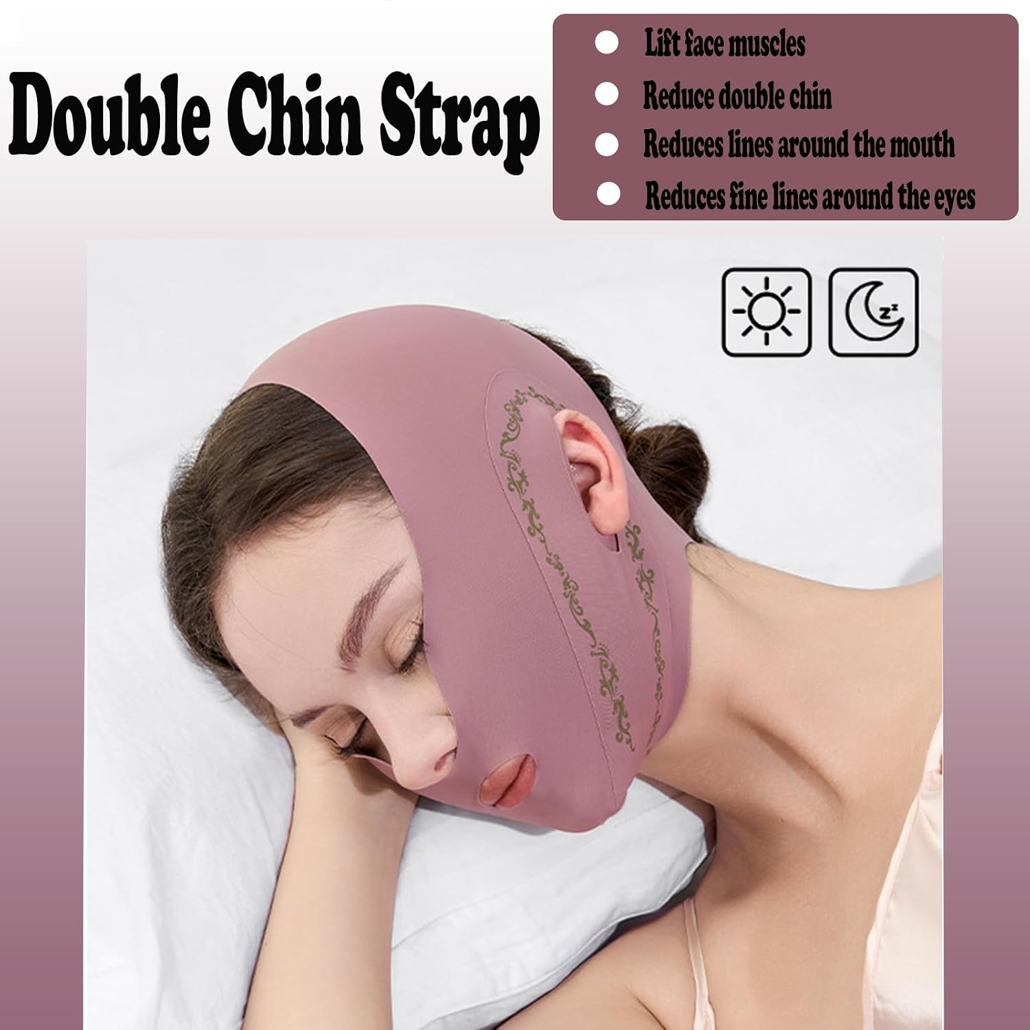 Chin Strap for Women, Full Wrap Face Strap, Adjustable V Line Mask, Breathable, Comfortable for Sleeping