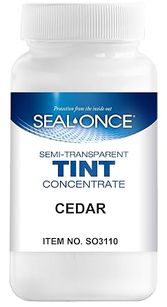SEAL-ONCE Color Tints for Nano, Nano+Poly Wood, Marine, Exotic & MSC formulations. Mix One Tint per Gallon. Tints are for use on Wood only. Cedar