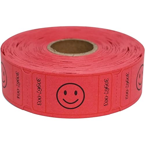 L LIKED 500 Raffle Tickets, Smile,Red(6 Color Selection), Single Roll, Ticket for Events, Entry, Class Reward, Raffle & Prizes