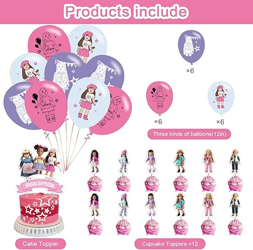 Miniatura 3 de Decoraciones para fiestas de niñas americanas suministros para fiestas de cumpleaños de niñas estadounidenses incluye pancarta decoración para