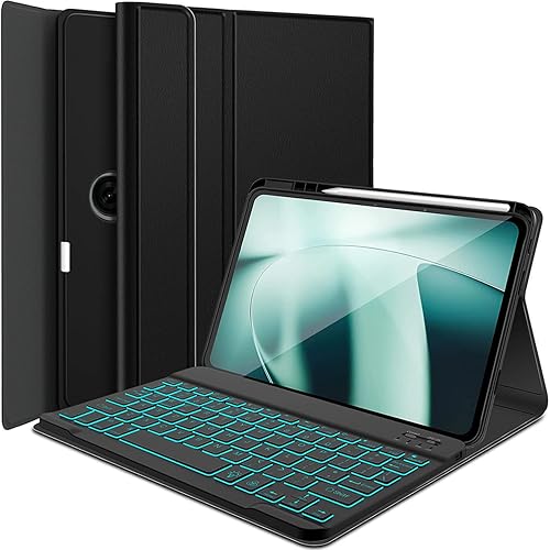 LDSOYIA Funda con teclado retroiluminado para OnePlus Pad de 11.6 pulgadas 2023, 7 colores de retroiluminación desmontable teclado inalámbrico funda