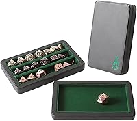 Vista 10 de Forged Dice Co. Estuche de dados de 3 filas de alta calidad, caja de almacenamiento de dados de metal con bandeja forrada de fieltro, color azul