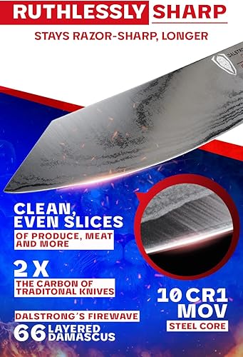 Miniatura 2 de Dalstrong Cuchillo de chef - 9.5 pulgadas - Serie Firestorm Alpha - Acero de alto carbono 10CR15MOV - Mango de madera estabilizada Wa tradicional