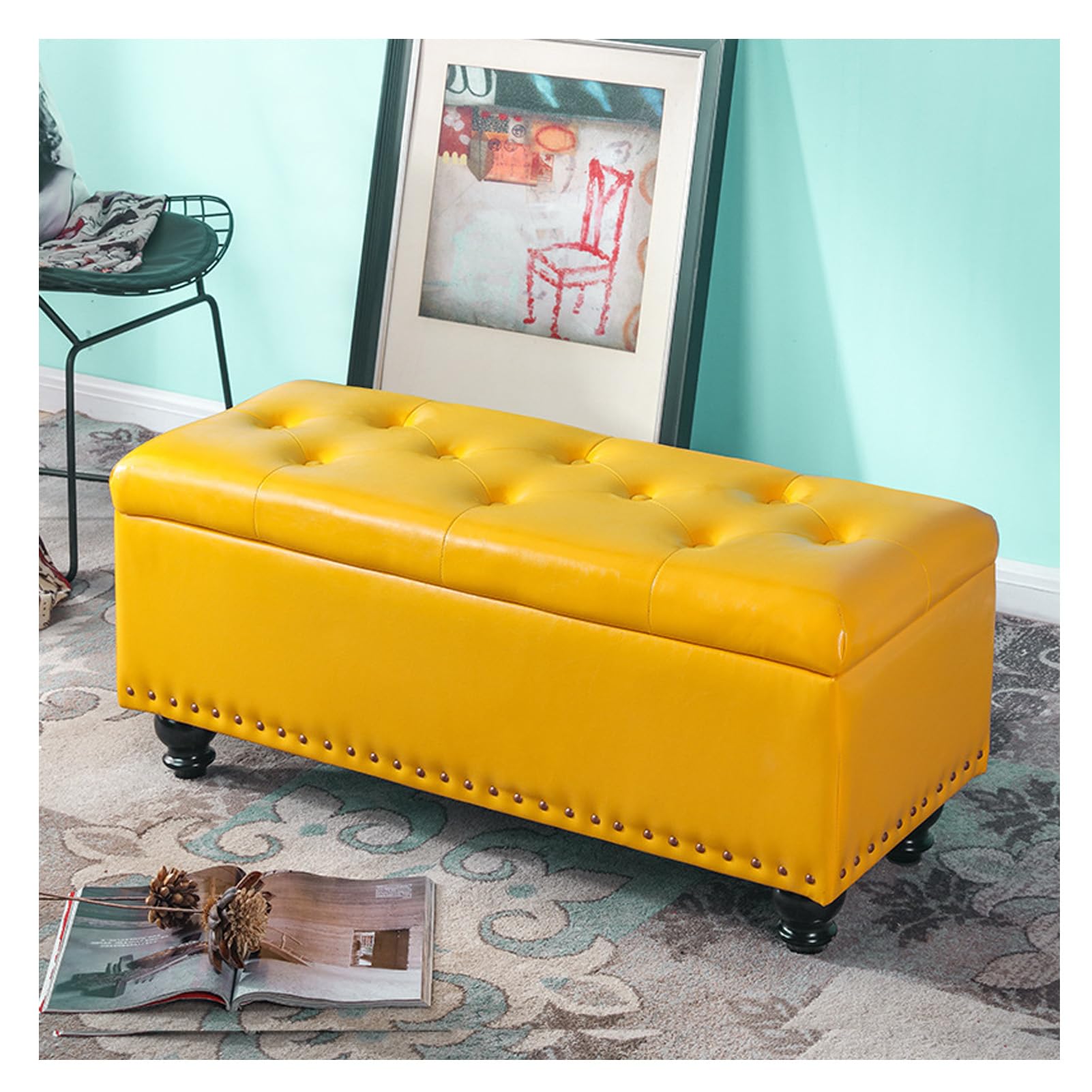 Banc de rangement rembourré 120 cm pour cacher le désordre de la chambre