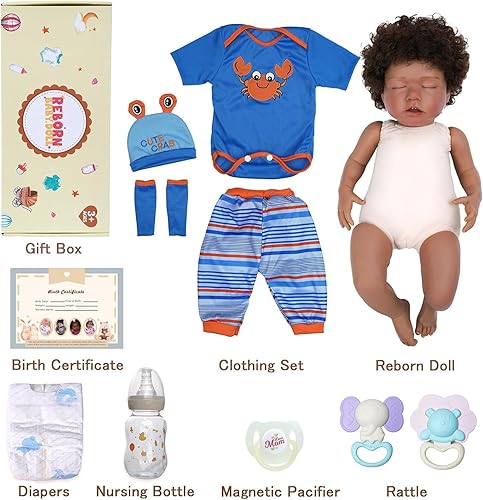 Miniatura 6 de BABESIDE Realista Reborn Black Girl- Muñecas realistas de 18 pulgadas con ropa y juguete de regalo para niños a partir de 3 años