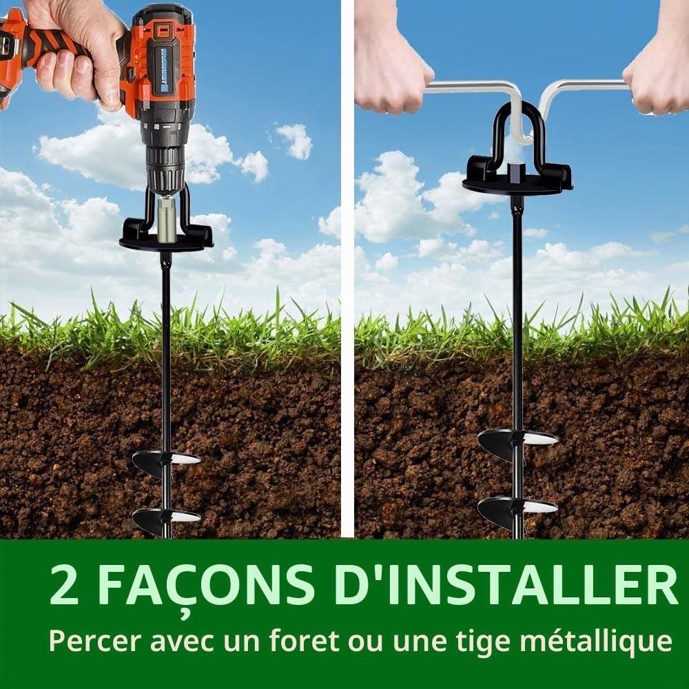 Ancrage Pour Trampoline, Fixation Trampoline Sol, Kit Encrage Trampoline Exterieur, Sangle réglable - Adaptateur de perçage - Aide à la rotation - Kit d'ancrage robuste pour tentes, balançoires