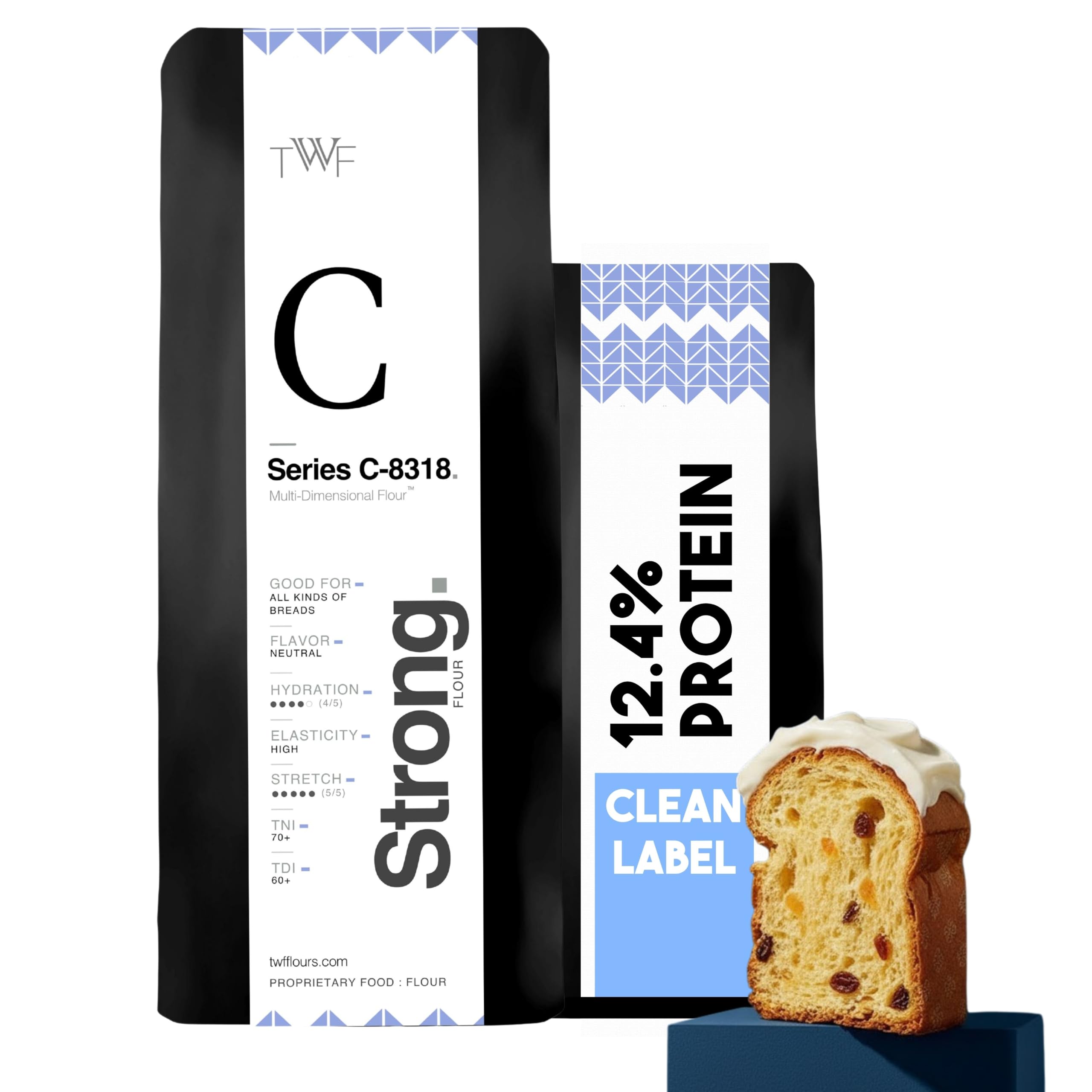TWF Extra Strong Bread Flour | 1kg | Series C 8318 | Unbleached | High Protein Bread Flour | For Heavily Enriched Breads | All Purpose Flour | For Brioche, Babka, Panettone, Sourdough and Sandwich Loaves | T55 Alternative | Non GMO | No Chemicals | Non Bromated | Baking Ingredients