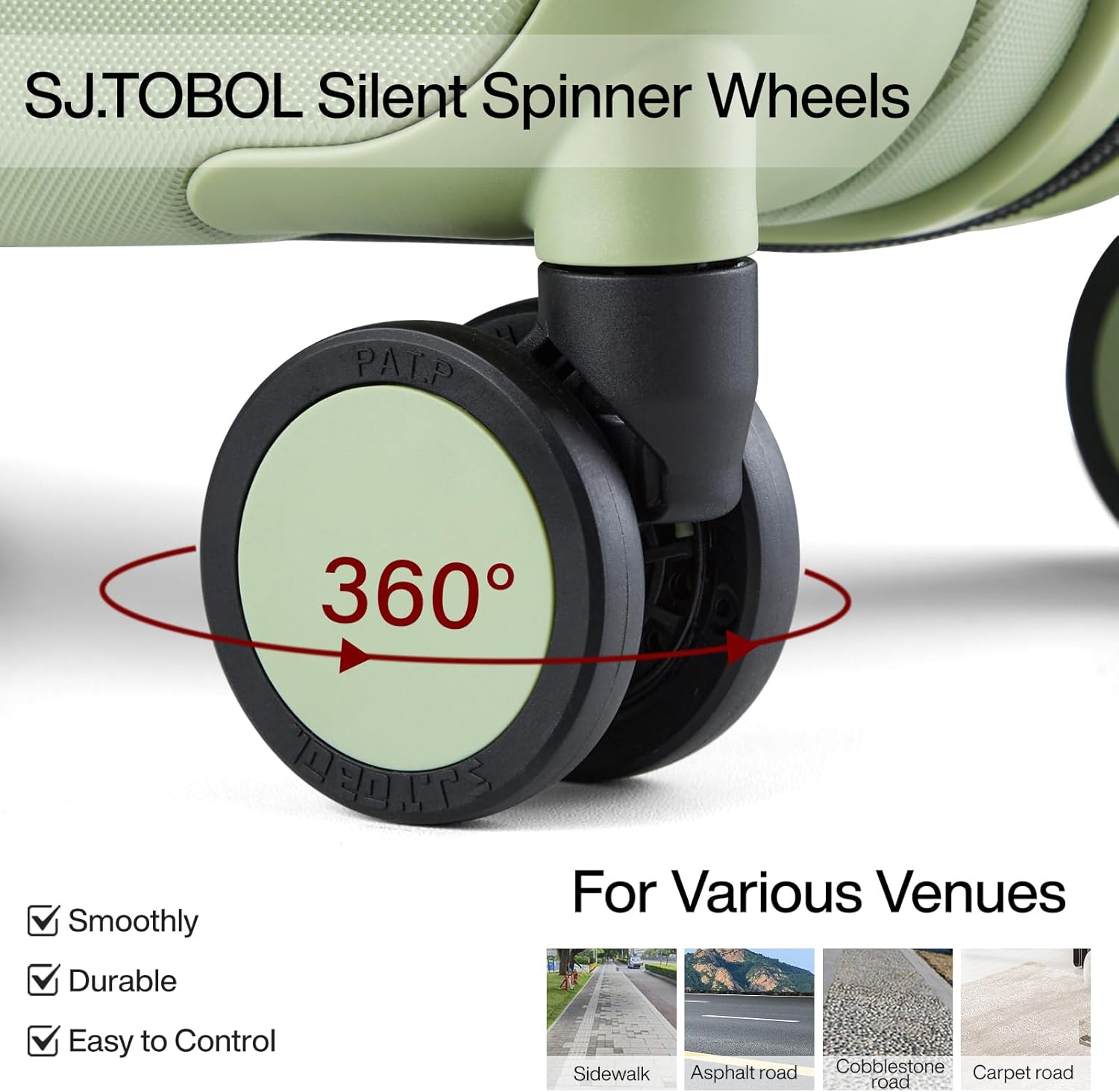 MILADA 20 Inch Carry On Luggage, 22x14x9 Airline Approved Hard Shell Carry On Suitcase with Wheels, TSA Approved Lock, Lightweight Hard Case Travel Luggage, Bamboo Green - Image 4