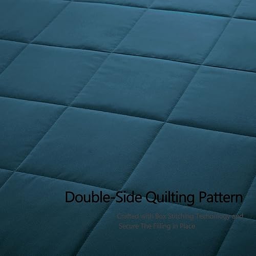 Miniatura 4 de COMFLIVE Manta alternativa de plumón con ribete satinado, tamaño individual para cama, manta ligera para todas las estaciones, comodidad de invierno