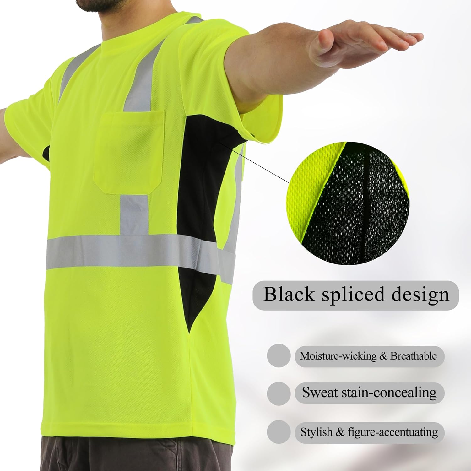 sesafety Safety Reflective Shirts+Reflective Jacket for Men,Class 2 High Visibility Shirts for Mens High Visibility Jackets, Safety Jackets for Men