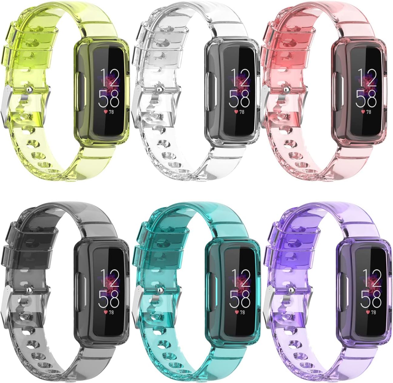 Protective Case with Strap Bands Compatible with Fitbit Luxe/Inspire 2 /Inspire/Inspire hr/Ace 2/Ace 3 Protective Bumper Case Cute Soft Watch Strap for Men and Women