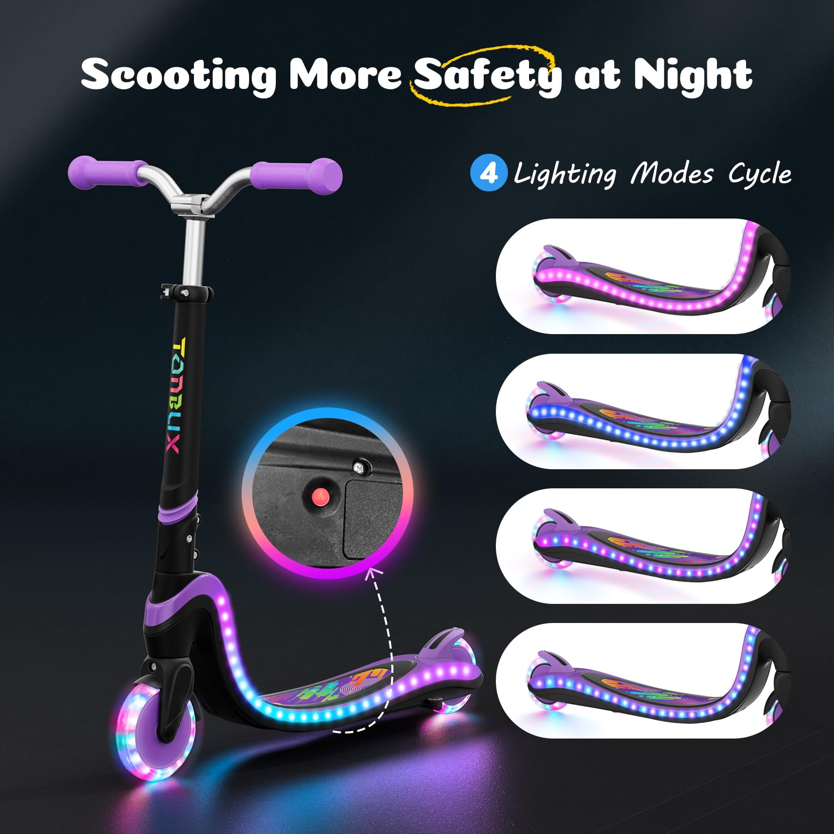 Scooter for Kids Ages 3-12 TONBUX 2 Wheel Kids Scooter with Light Up Wheels & Stem & Deck, 3 Adjustable Height Handle - Image 2