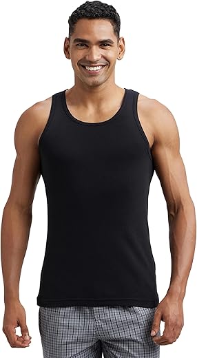 Jockey FP04 Men’s Super Combed Cotton Rib Round Neck Sleeveless Vest with Extended Length for Easy Tuck