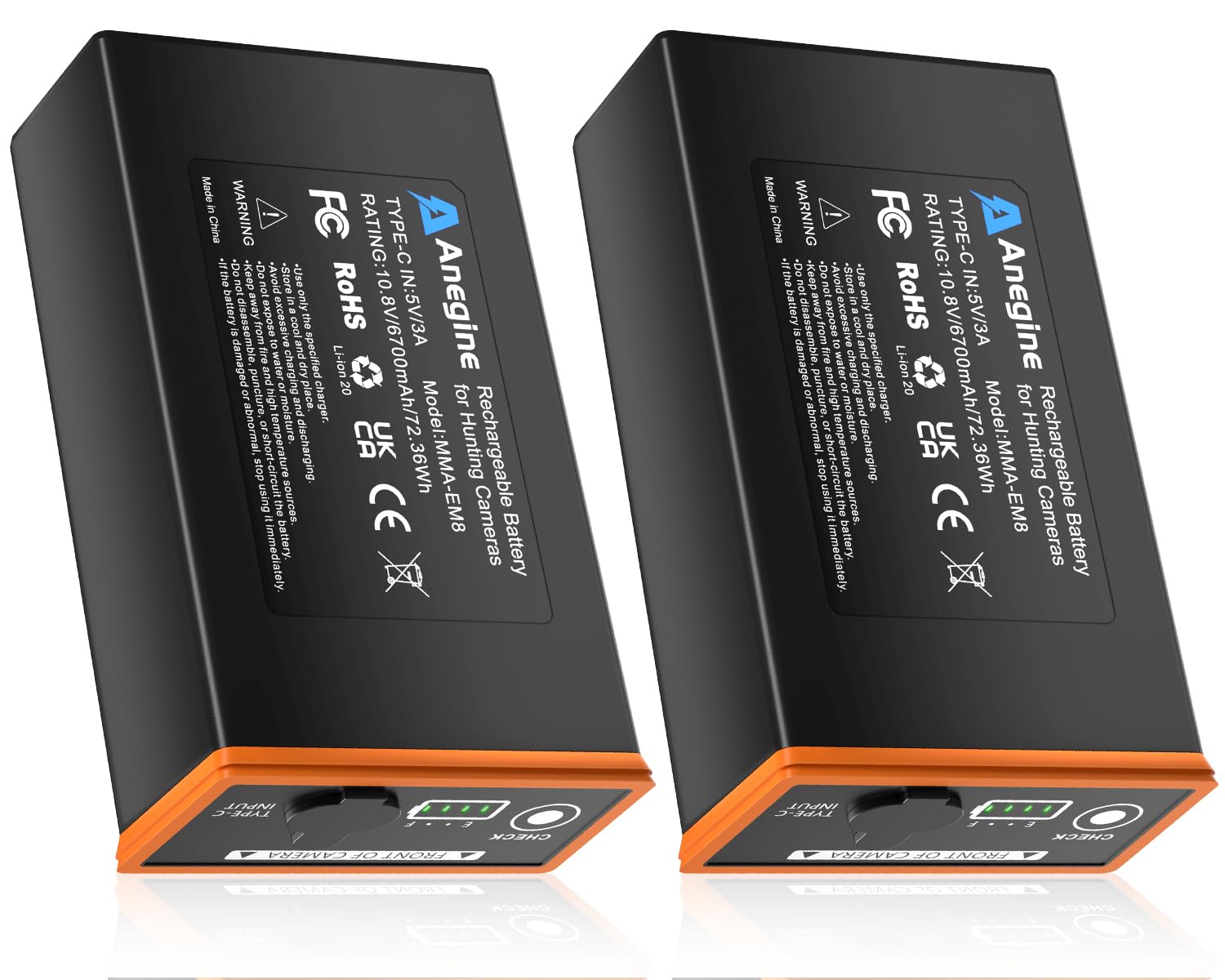 anegine Power Mag Plus Rechargeable Battery Pack 6700mAh Compatible with Moultrie Edge, Edge PRO, Edge 2, Edge 2 PRO Trail & Hunting Cameras (2 Pack)