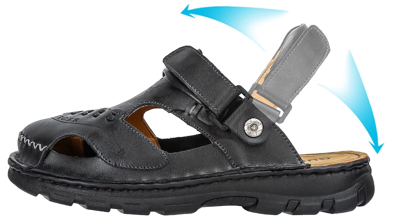 Sandalias Hombre Piel Verano, Punta Cerrada Zuecos Mules