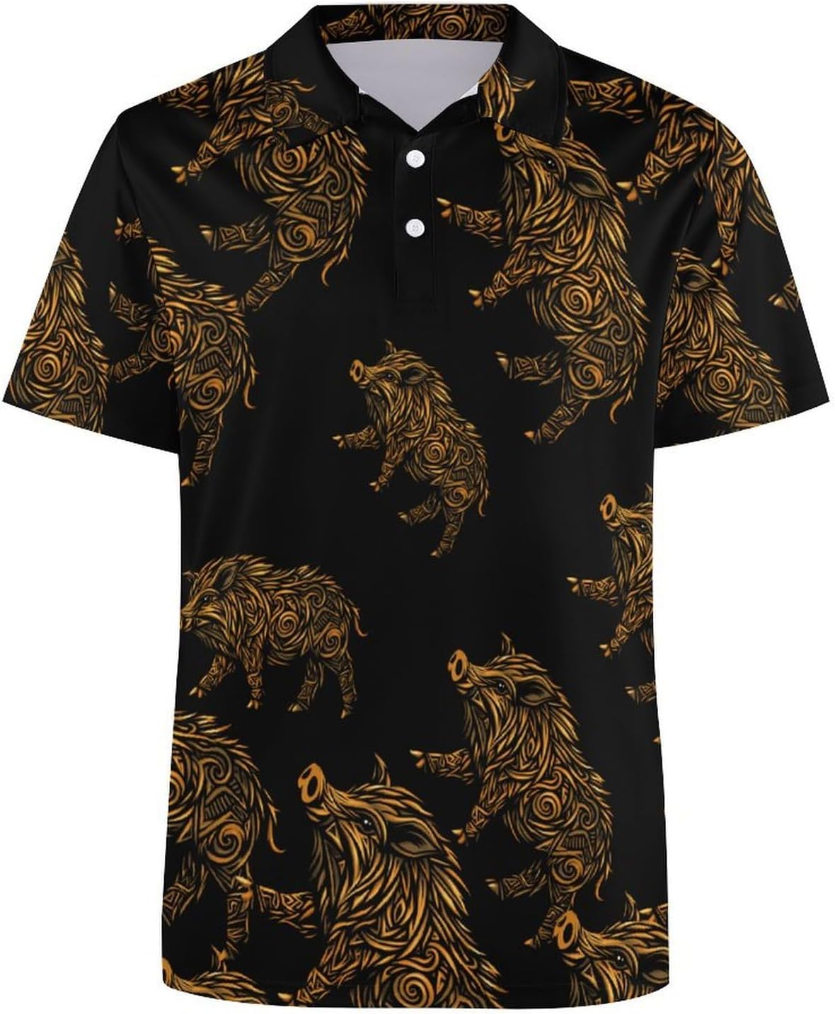 Medieval Knot Wild Boar Womens Golf Polo Shirts Summer Short Sleeve Collared 3 Buttons T Shirt Activewear Tops