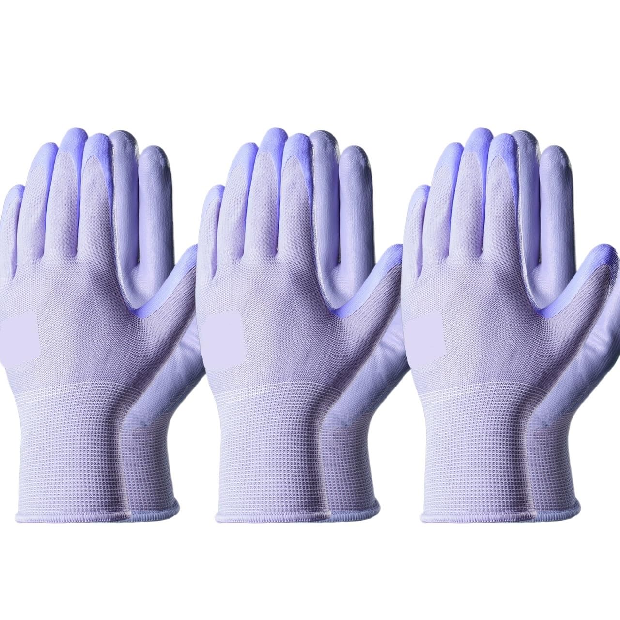 Gant De Jardinage Lot de 3 paires gants jardinage colorés for femme for creuser, planter, désherber, protéger les ongles et doigts(3 Pairs Purple,L)