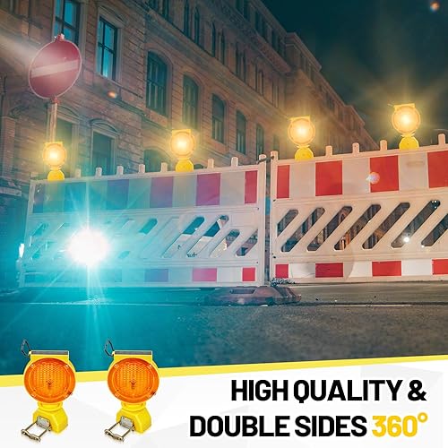 Miniatura 2 de 2 luces solares intermitentes de tráfico, luces solares de advertencia industrial, advertencia de tráfico, barricada, señal, intermitente, 2 caras,
