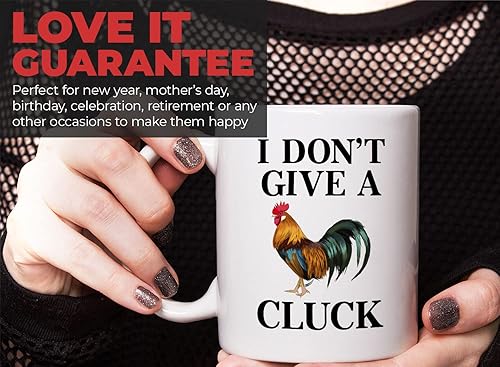 Miniatura 7 de Chicken Lover - Taza de café con texto en inglés "I Don't Give a Cluck" de 11 onzas, diseño de granjero sarcástico, propietario de una granja,