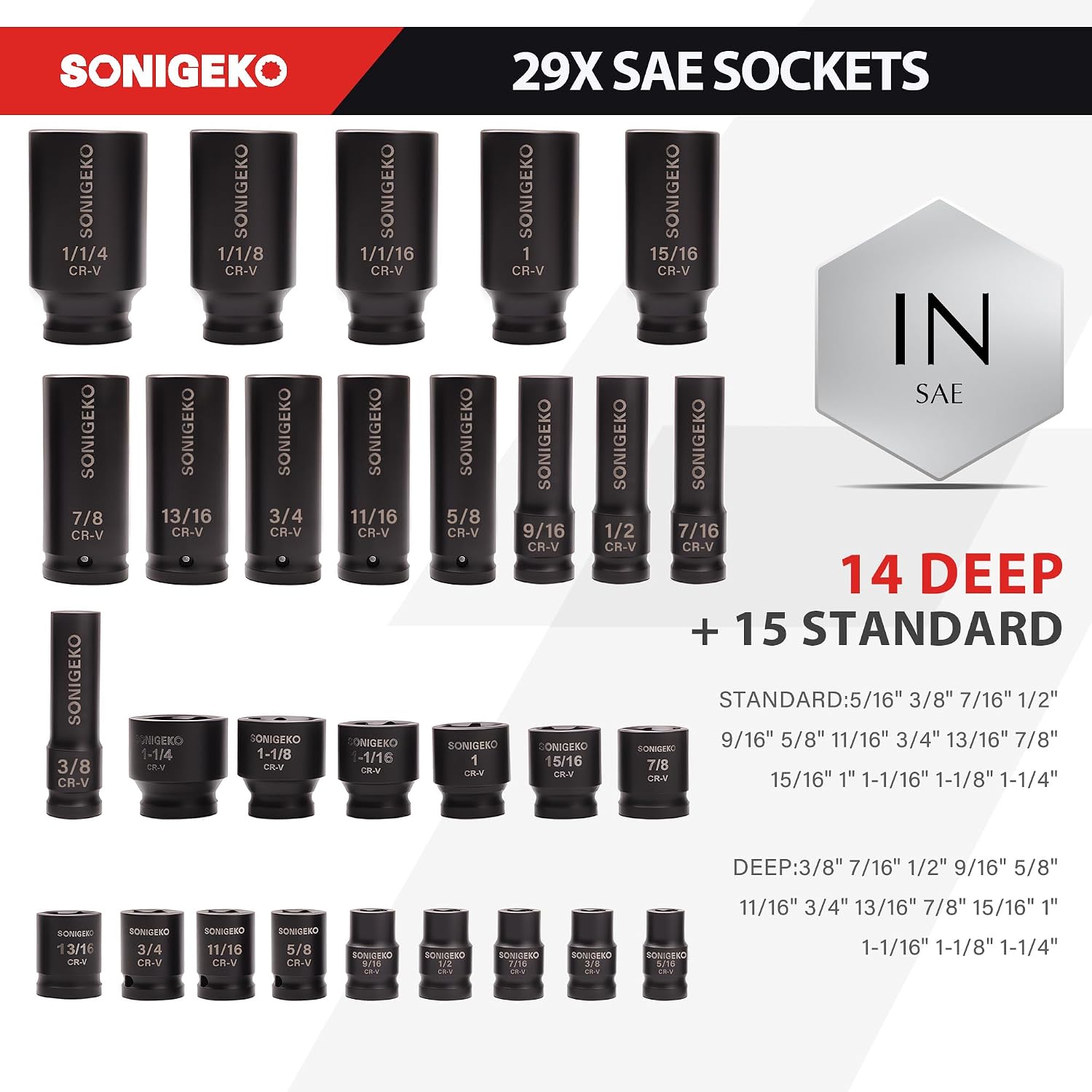 70-Piece 1/2" Drive Impact Socket Set, Cr-V Steel, Standard SAE & Metric Sockets with Ratchet Handle, Extension Bar, Adapters, and Storage Case