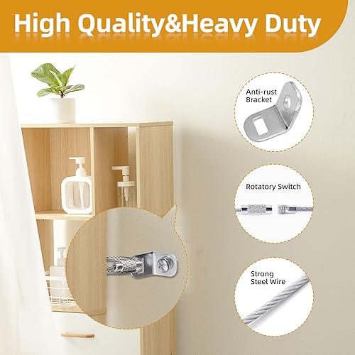 Miniatura 4 de Anclajes de muebles (10 juegos) para anclaje de pared para muebles y prueba de bebés, anclajes de pared para armarios a prueba de bebés, correas de