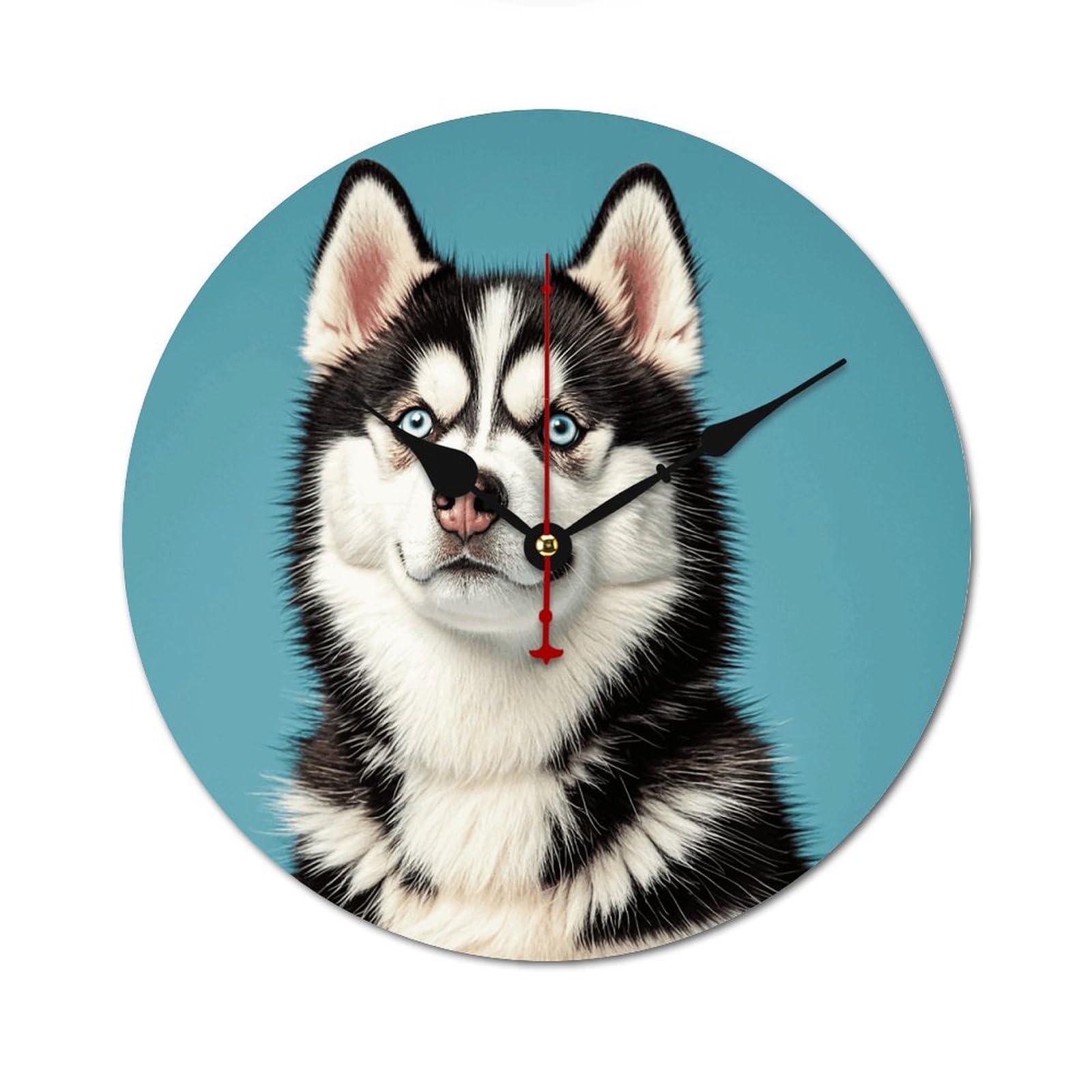Horloge murale husky de 60cm en bois pour décorer un salon ou une chambre d'enfant moderne