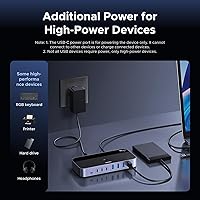Vista 5 de UGREEN Interruptor USB 3.2 de 2 entradas y 7 salidas, interruptor de 10 Gbps para computadoras A o C compartiendo todos los dispositivos (4 A+3 C)