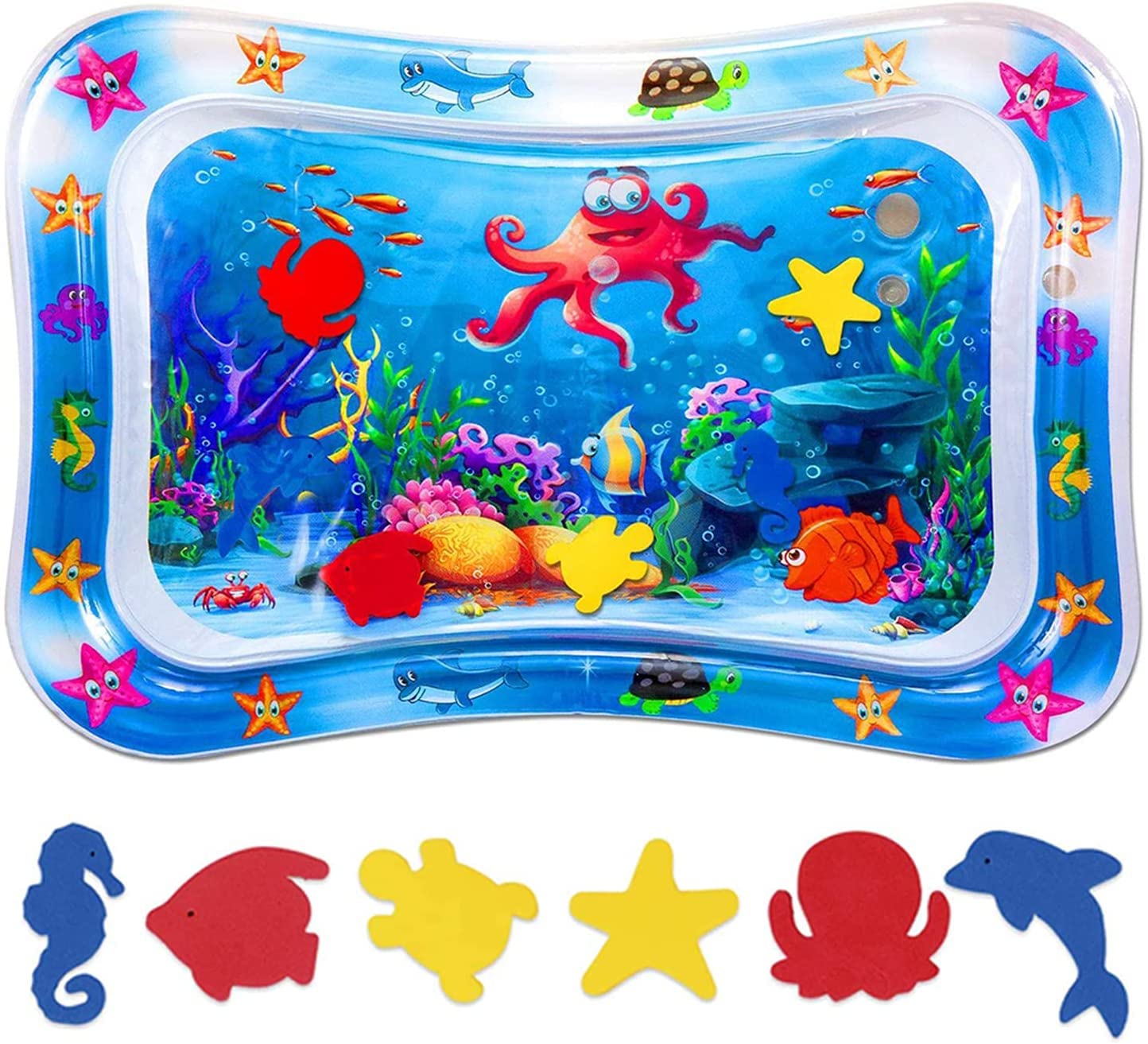 SHOWAY Baby Water Mat, Water Baby Game mat, Inflatable Baby Play Mat and Toddlers is The Perfect Fun time Play Activity Center Your Baby's Stimulation Growth, multi color