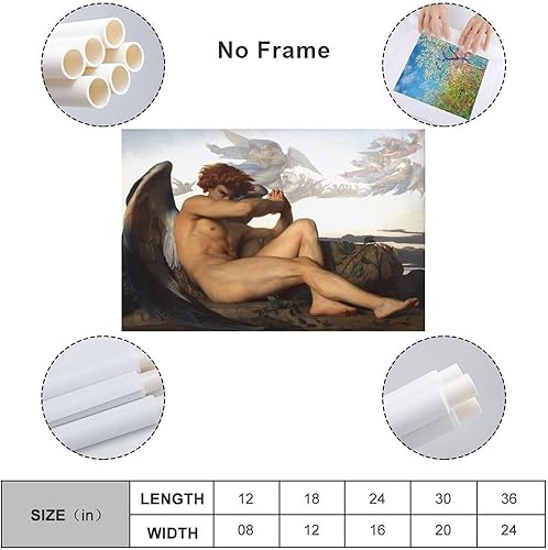 Miniatura 2 de Lienzo de ángel caído de Alexandre Cabanel ángeles de arcángel decoración de pared pintura de pared para sala de estar lienzo impresiones artísticas