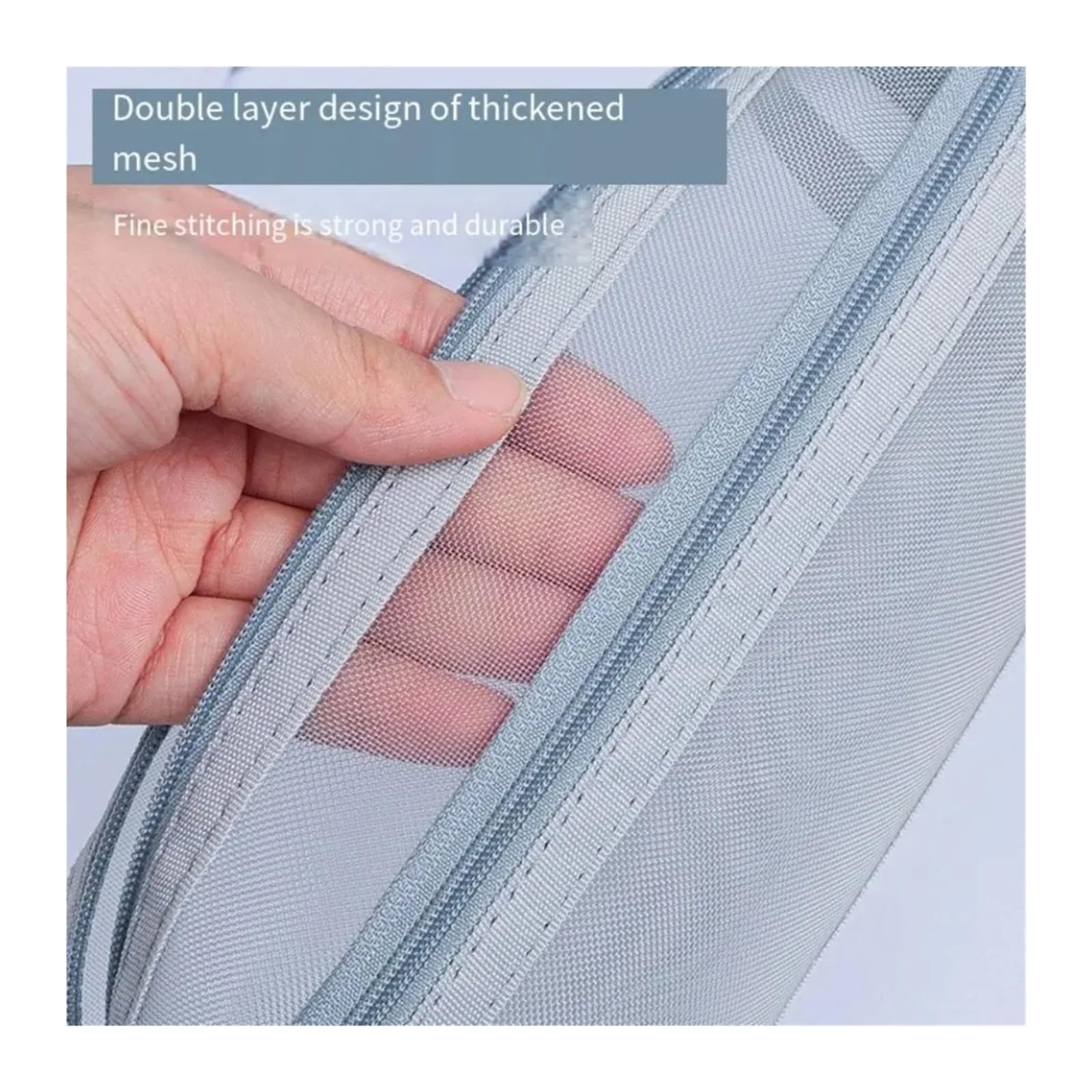 Borsa portapenne a doppia rete for scuola e ufficio | Grande capacità, trasparente, cerniera, forniture for esami(Gray)