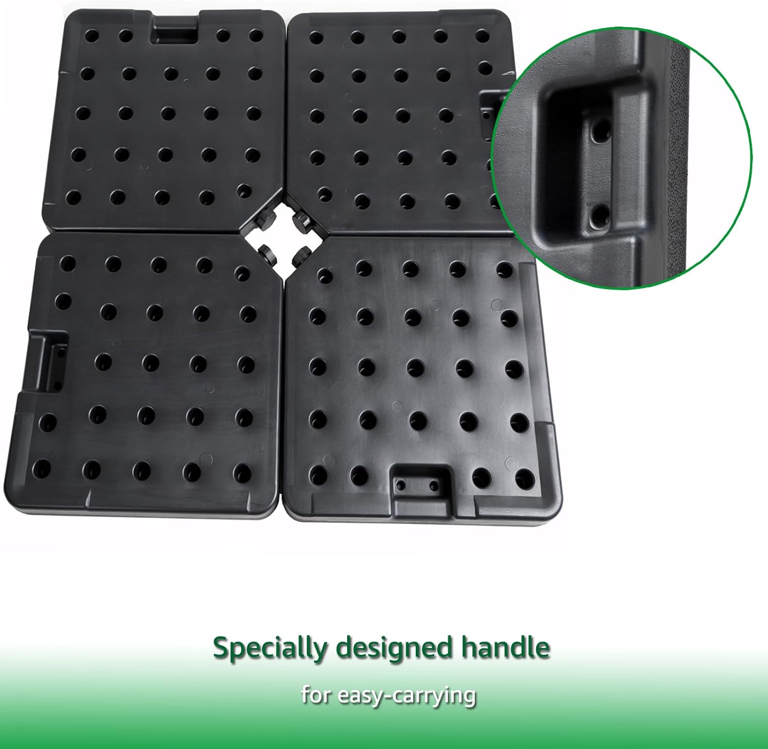 Helios&Hestia 4 Pcs Heavy Duty Water and Sand Fillable Patio Umbrella Base Stand, 255 lb Square Plastic Weight Set for Outdoor Cantilever Offset Umbrella, Black