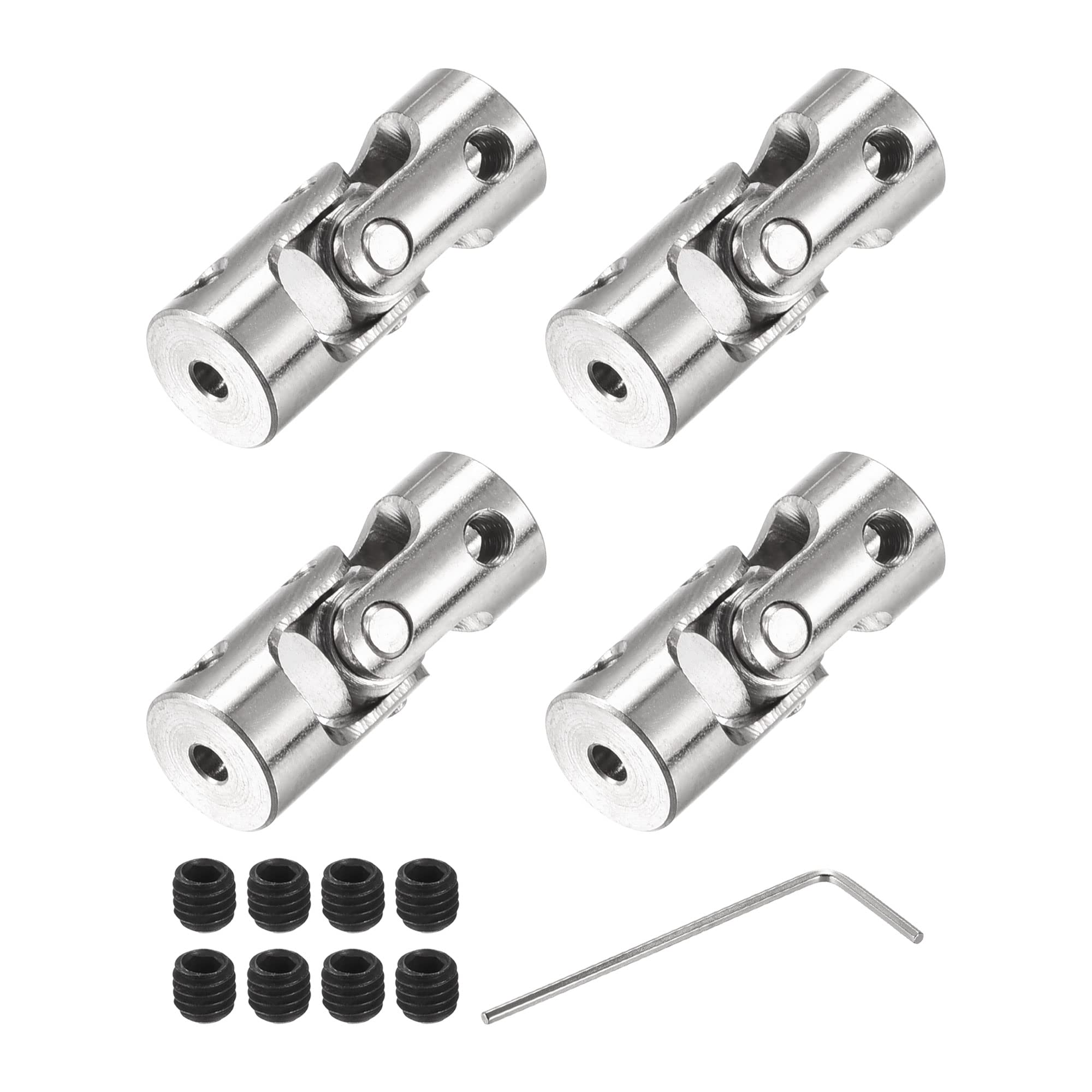 sourcing map2.3mm to 4mm Inner Dia Rotatable Universal Joint Shaft Coupling Motor Shaft Coupler L23 x D9 with Screws and Wrench for RC Model Pack of 4