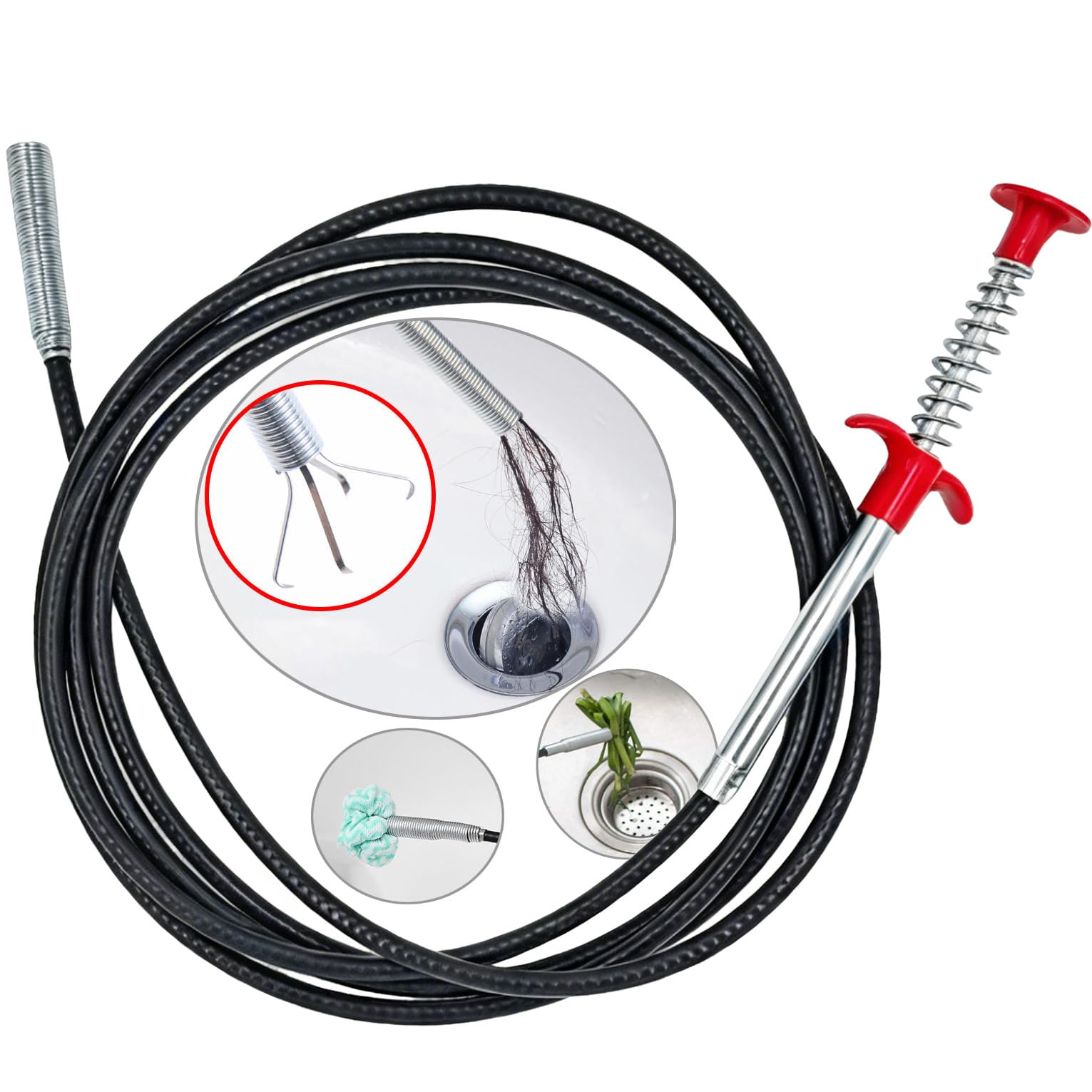 118.1 Inch Drain Snake Drain Clog Remover Flexible Grabberable