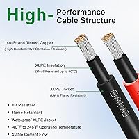 Vista 2 de XRDS -RF Cable de extensión solar 8AWG 3FT paquete de 2 unidades (rojo + negro), cable fotovoltaico con conectores solares macho/hembra, cable